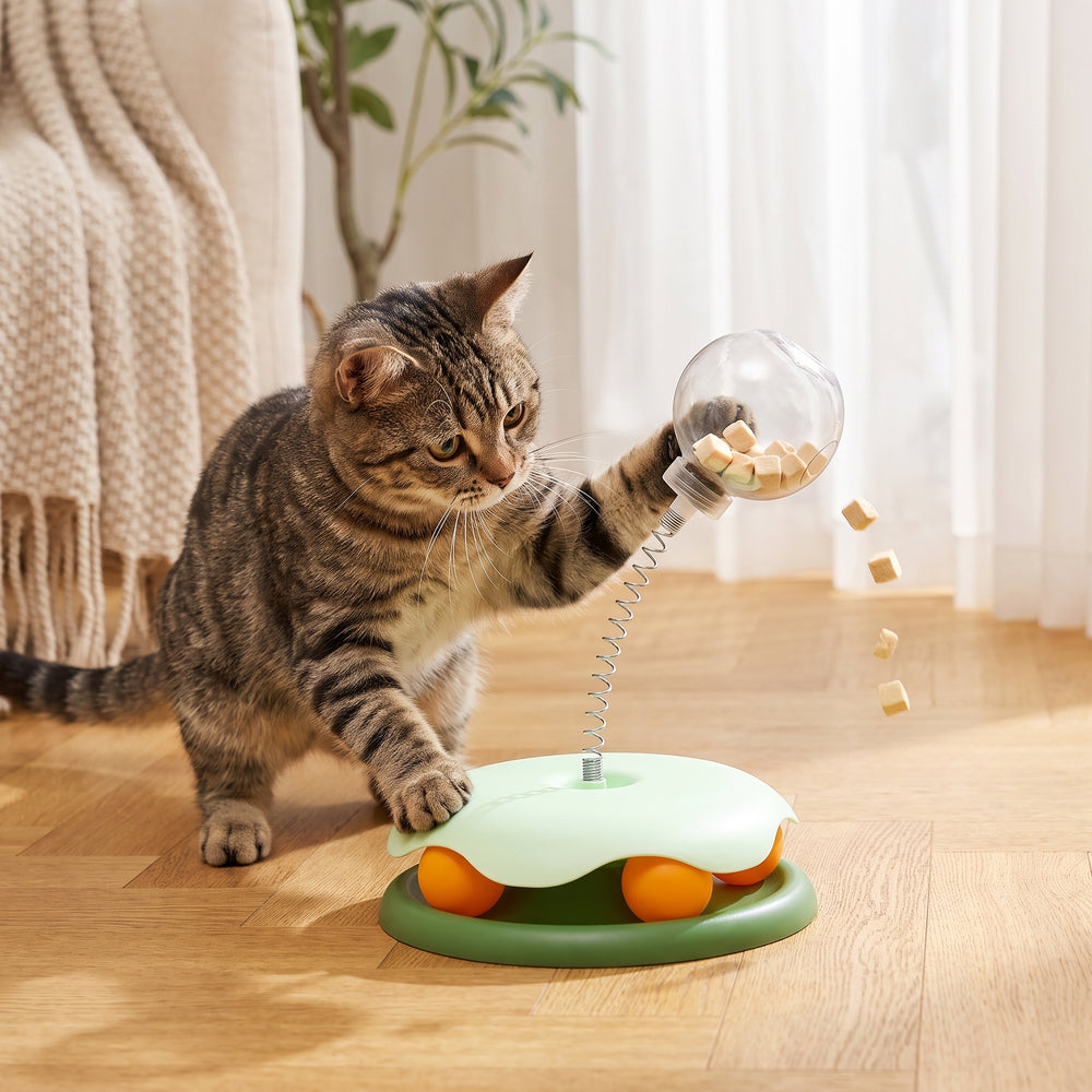 Petvito Spring Treat Ball Cat Toy — Wobbling Treat Dispenser for Solo Play