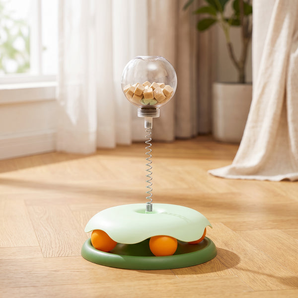 Petvito Spring Treat Ball Cat Toy — Wobbling Treat Dispenser for Solo Play