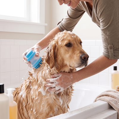 Petvito SoftGlow Silicone Bath Brush — Massage & Shampoo Dispenser, 2-in-1