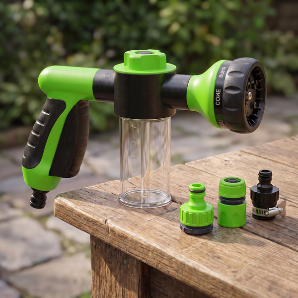 Petvito Pup Jet Dog Wash Hose Attachment — 8-Way Spray & Shampoo Dispenser