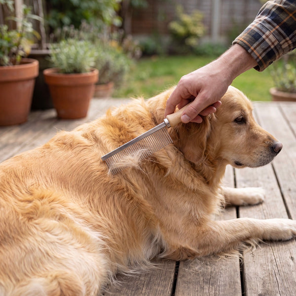 Petvito DeShed Pro Wooden Handle Comb — Cat & Dog Grooming Tool