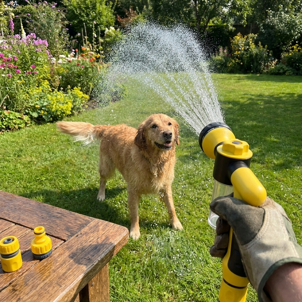 Petvito Pup Jet Dog Wash Hose Attachment — 8-Way Spray & Shampoo Dispenser