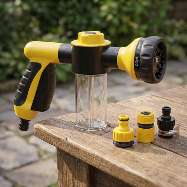 Petvito Pup Jet Dog Wash Hose Attachment — 8-Way Spray & Shampoo Dispenser