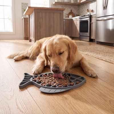 Petvito Fish-Shaped Slow Feeder Bowl — Slows Down Eating, Reduces Bloating